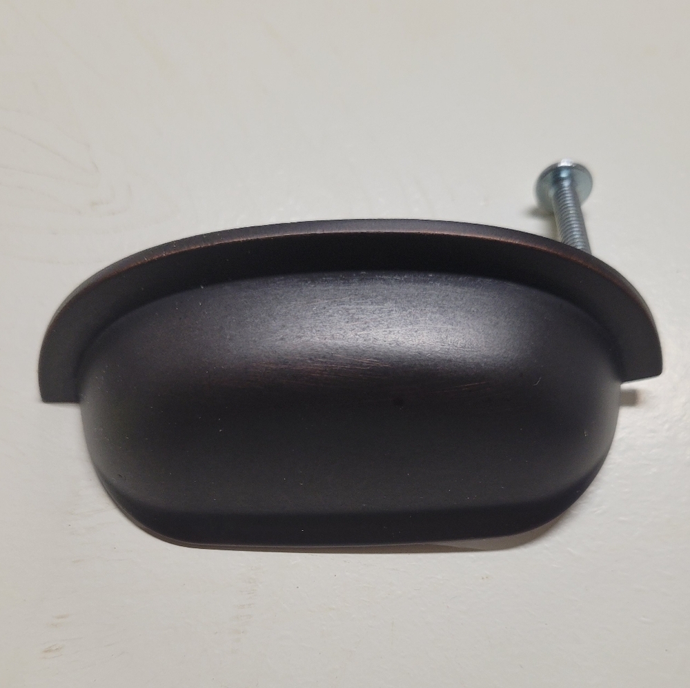 Traditional Oil Rubbed Bronze Brushed Nickel Cup Bin Cabinet Pull Kitchen Pantry